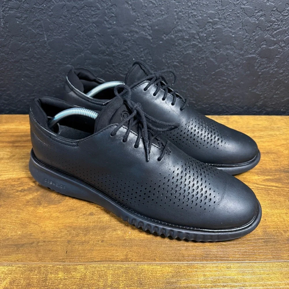 Cole Haan 2.ZeroGrand Laser Wingtip C23832 Black Leather Oxford Mens Size 10M